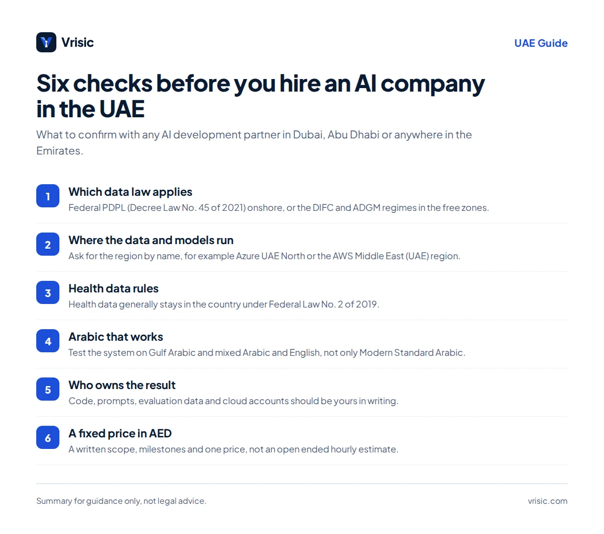 Six checks before hiring an AI development company in the UAE